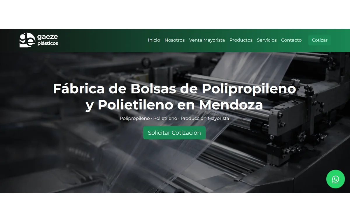Captura del sitio plasticosgaeze.com.ar